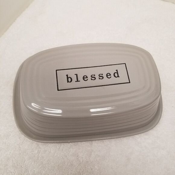 The Pottery People butter dish Blessed dishwasher safe micro safe 7.5" X 2"high - Picture 2 of 16
